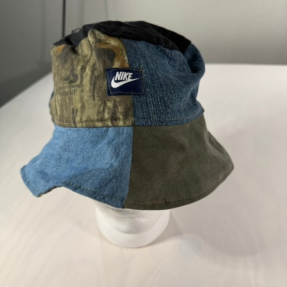 Nike Other - Repaved Bucket Hat Unisex OSFM Multicolor Patchwork Denim Camo Upcycled Custom